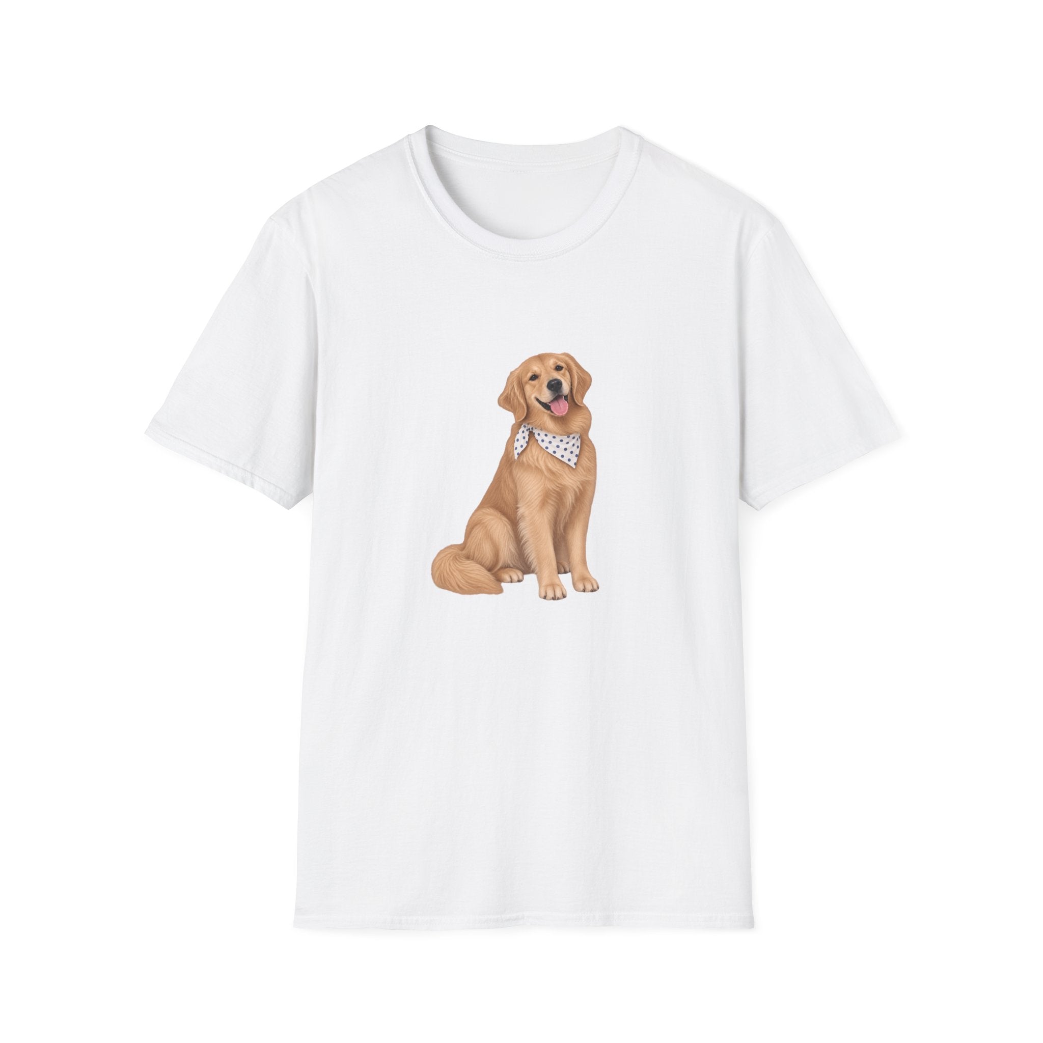 Golden Retriever Tee — Cute Dog Graphic T-Shirt with Bandana