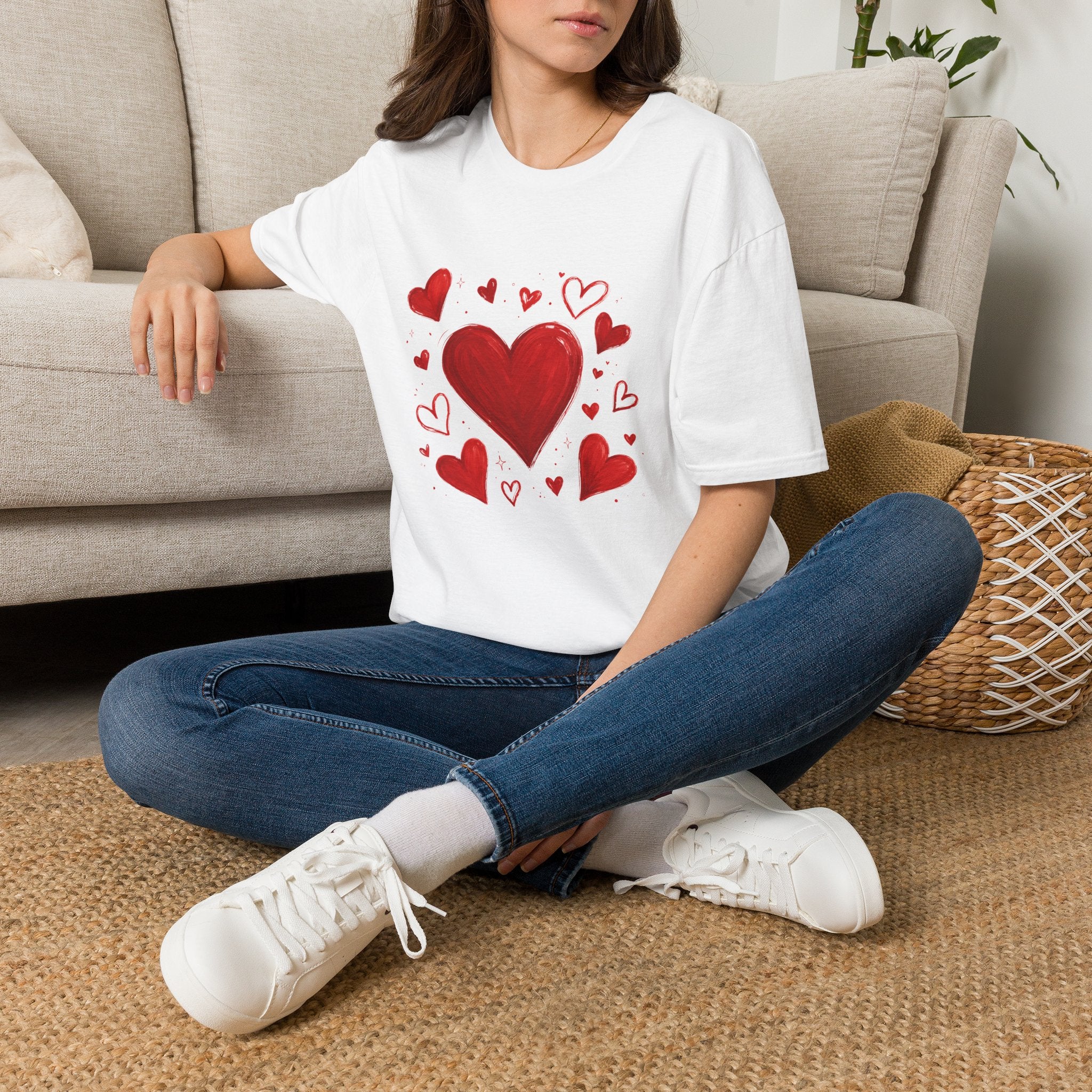 Heart Cluster T-Shirt — Cute Red Hearts Valentine Tee