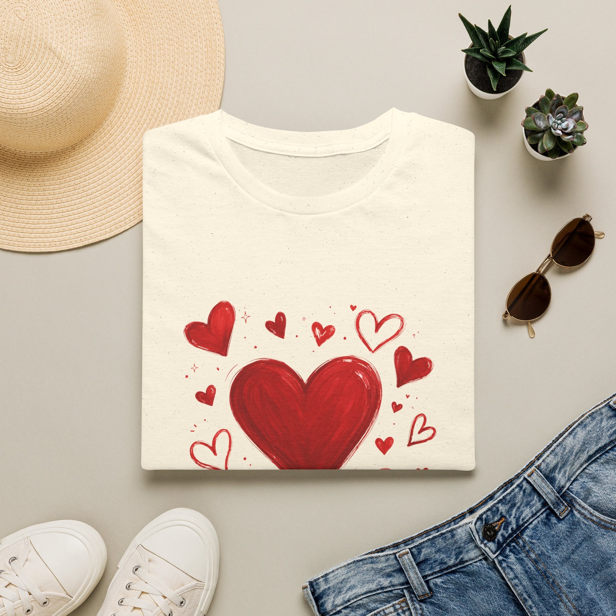 Heart Cluster T-Shirt — Cute Red Hearts Valentine Tee