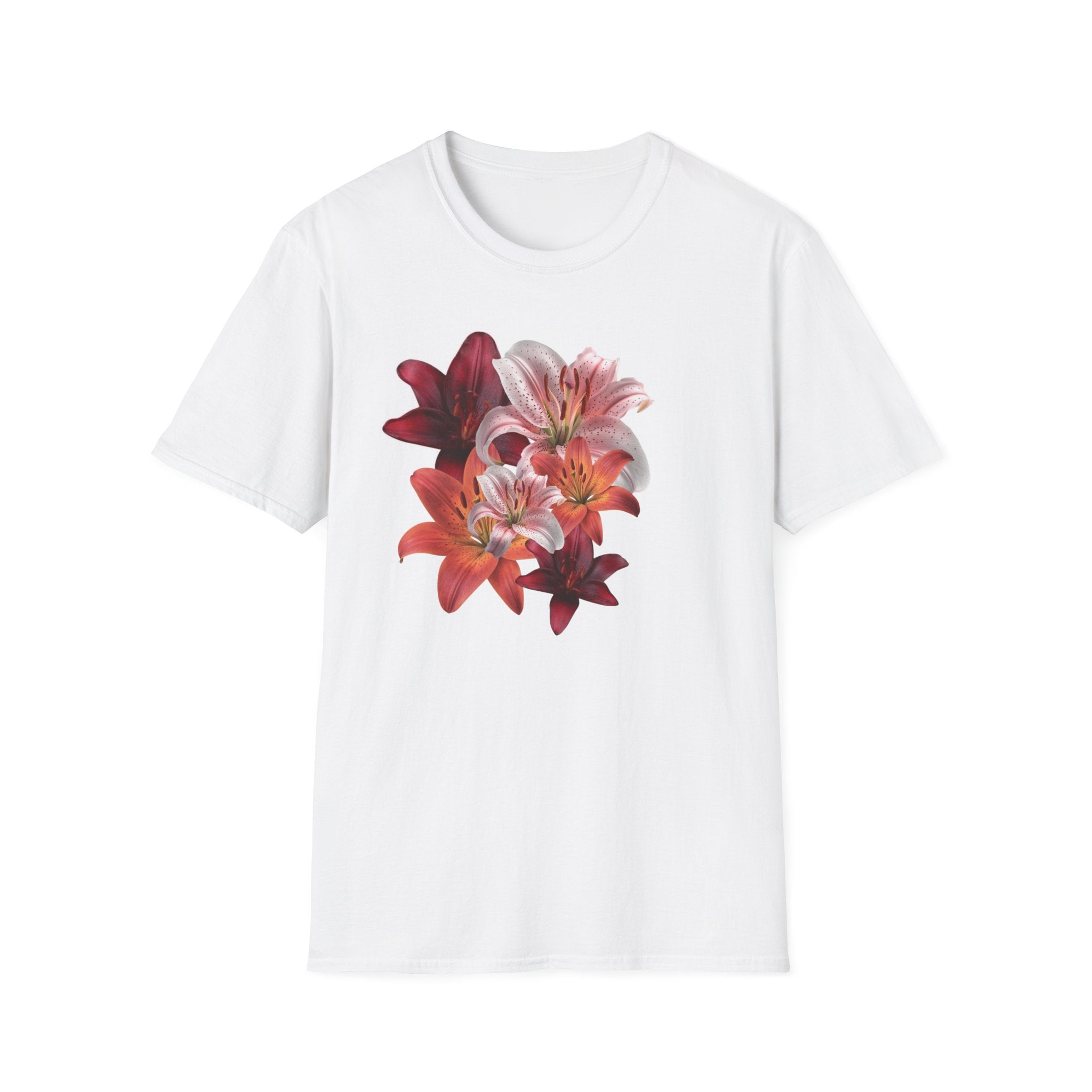 Lily Bouquet Graphic T‑Shirt — Red & Pink Floral Tee