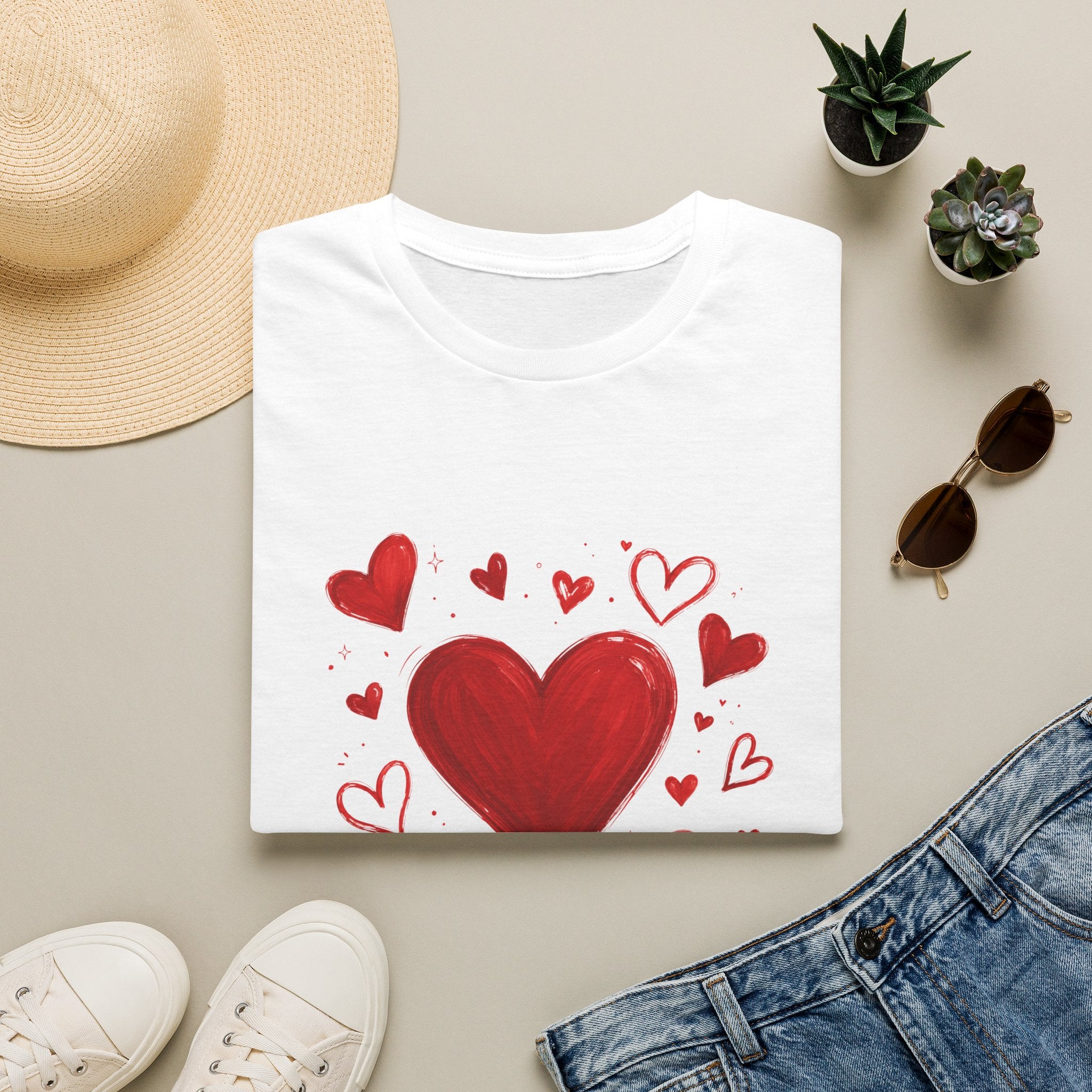 Heart Cluster T-Shirt — Cute Red Hearts Valentine Tee