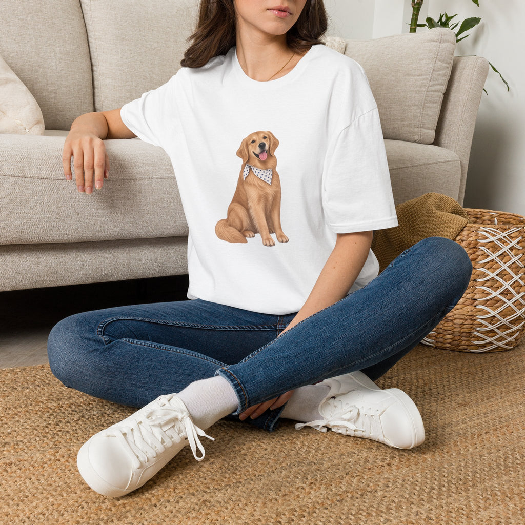 Golden Retriever Tee — Cute Dog Graphic T-Shirt with Bandana