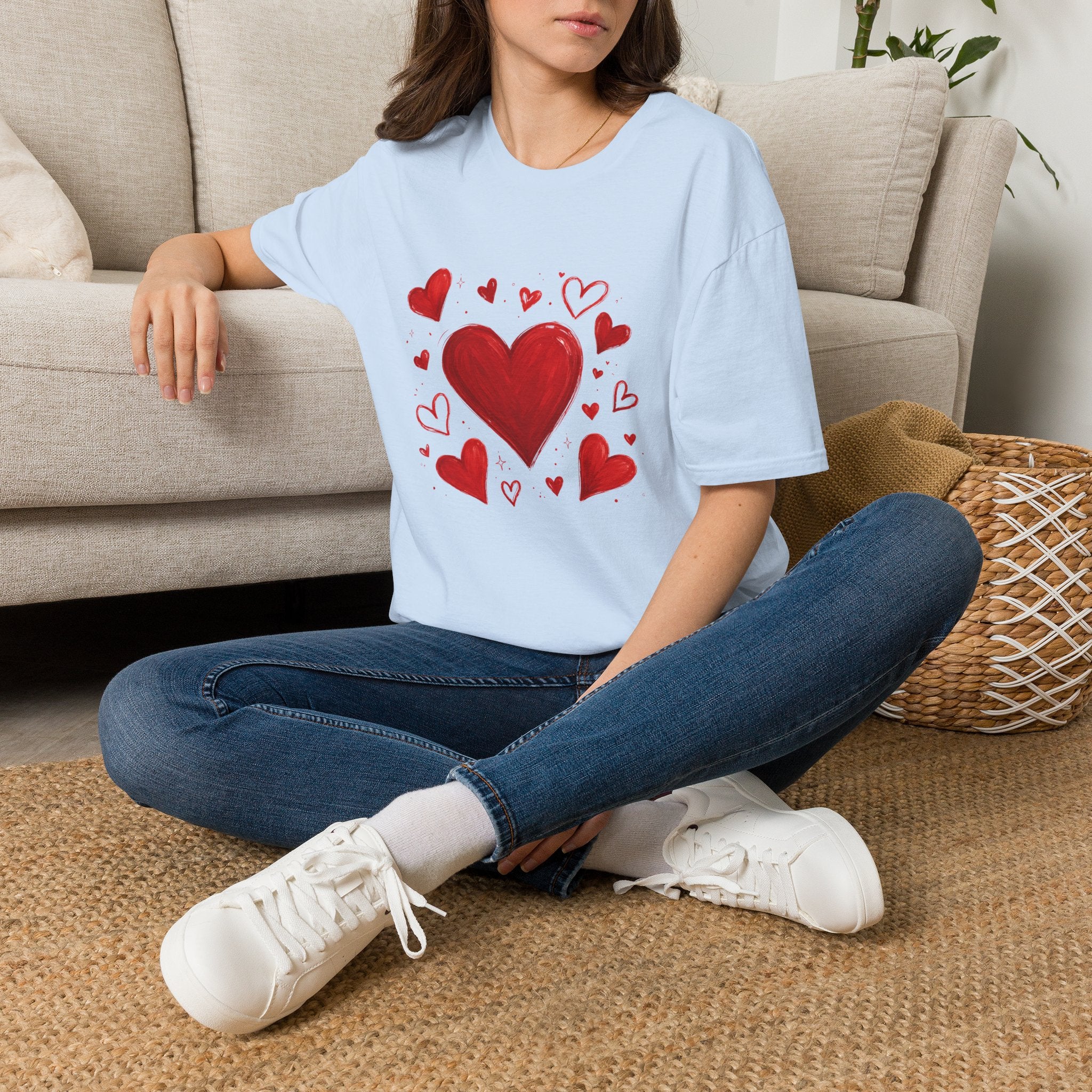 Heart Cluster T-Shirt — Cute Red Hearts Valentine Tee