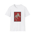 Leopard Art Tee — Vintage Leopard Illustration on Red Background T-Shirt
